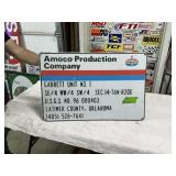 AMOCO OIL FIELD SIGN, 30"X20" LATIMER COUNTY OK
