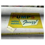 JACUZZI PUMP SIGN, PAINTED TIN, 23.5" X 13.5"