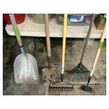 SHOVEL, RAKES, HOE X5