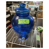 BLUE GLASS DISPENSER, PAPER TOWEL HOLDERS, SHELVES