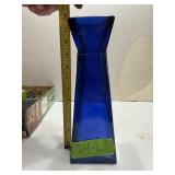 BLUE GLASS 12" VASE