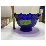 COBALT BLUE GLASS BOWL, 6" TALL