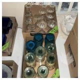 WINE GLASSES CLEAR, BLUE, GREEN X2