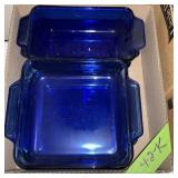 BLUE ANCHOR HOCKING 3-SQUARE 2-LOAF PANS