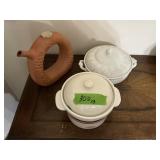 2 WHITE LIDDED TUREENS