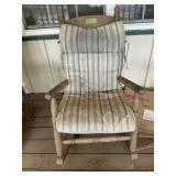 OLDER WOODEN ROCKIGN CHAIR W CUSHION