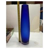BLUE FROSTED GLASS VASE