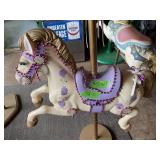 PLASTIC CAROUSEL HORSE ON STAND