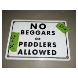 PORCELAIN 1SIDED SIGN- NO BEGGARS
