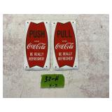 METAL COCA-COLA PUSH PULL SIGNS