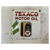 PORCELAIN TEXACO SQUARE CONVEX PUMP PLATE