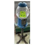 BLUE GUMBALL MACHINE ON CAST IRON STAND