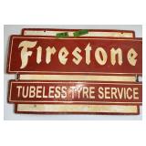 PORCELAIN 2 SIDED FIRESTONE TYRE SIGN