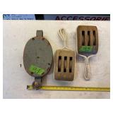 3 PULLEYS, 2 WOOD, 1 METAL