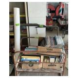 METAL/WOOD ROLLING CART W BOOKS,FRAME CAR STICKERS