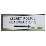 PORCELAIN SECRET POLICE HEADQUARTERS SIGN 1SIDED