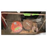3 GAS CANS ON STAND- METAL