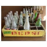 PEPSI-WOODEN CRATE W VINTAGE BOTTLES