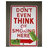 PORCELAIN SMOKING SIGN, 1 SIDED