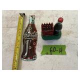 PORCELAIN BOTTLE SHAPED COCA COLA SIGN W CLOCK