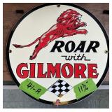 ROAR W GILMORE PORCELAIN ROUND SIGN