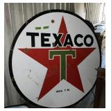 TEXACO PORCELAIN 1956 SIGN 2 SIDED DAMAGED
