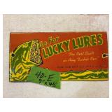 LUCKY LURES PORCELAIN SIGN 1SIDED
