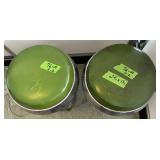 GREEN VINTAGE SWIVEL BAR STOOLS X2