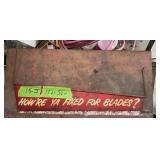 METAL 'HOWRE YA FIXED FOR BLADES?' 2 SIDED SIGN