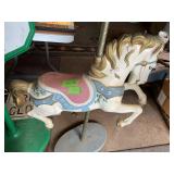 PLASTIC CAROUSEL HORSE ON STAND