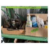 X5 BOXES OIL CANS, GREASE GUNS, CLEANING SUPPLIES