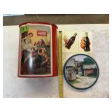 COCA-COLA METAL TRASHCAN + TIN W WATERSLIDES
