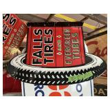 FALLS TIRES PORCELAIN DOUBLE SIDED SIGN