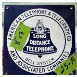 PORCELAIN BELL SYSTEM TELEPHONE SIGN