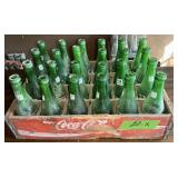 COCA COLA-WOODEN CRATE W VINTAGE BOTTLES