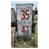 METAL GASOLINE PRICE SIGN ON STAND
