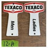 PORCELAIN TEXACO MEN/LADIES BATHROOM KEY HOLDERSX2