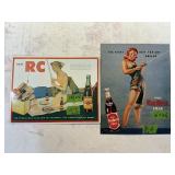 RC + RED ROCK COLA METAL SIGNS X2