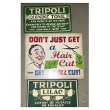 PRESSED BOARD HAIRCUT SIGN, + 2 OTHER BOARD SIGNS