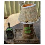 LAMPS-CADBURYS TIN, WOODEN LIGHTHOUSE