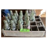 PEPSI-WOODEN CRATE W VINTAGE BOTTLES