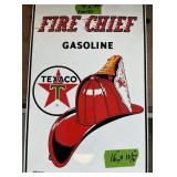 PORCELAIN TEXACO ROONEY FIRE CHIEF SIGN
