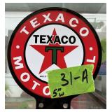 ROUND PORCELAIN TEXACO MOTOR OIL SIGN, 5'