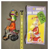 DUCK ON A BIKE TIN TOY IN BOX