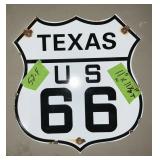 PORCELAIN 1SIDED TEXAS ROUTE 66 SIGN