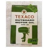 PORCELAIN TEXACO OUTBOARD MOTOR OIL SIGN 1SIDE