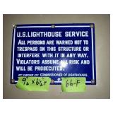PORCELAIN US LIGHTHOUSE SERVICE SIGN 1 SIDED