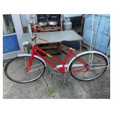RED/WHITE LADIES BICYCLE W BELL, HEADLIGHT, FLAG