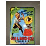 PORCELAIN 1SIDED GILMORE BLUE/GREEN GAS SIGN