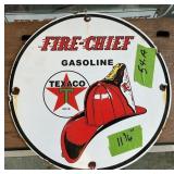 PORCELAIN TEXACO FIRE CHIEF GASOLINE SIGN